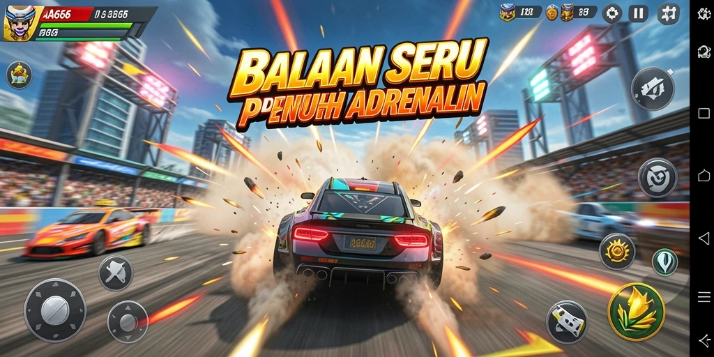 Screenshot gameplay AA666 menampilkan momen balap yang mendebarkan.