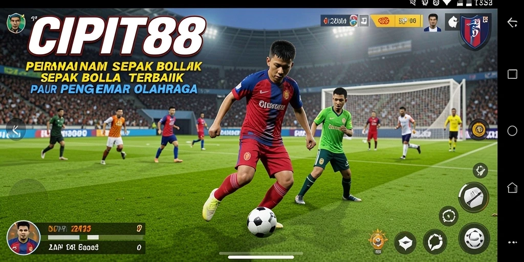 Tampilan utama gameplay CIPIT88 dengan suasana pertandingan sepak bola yang intens.