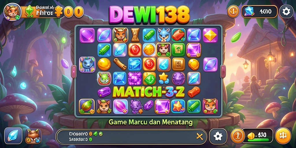 Gameplay seru DEWI138 dengan tantangan Match-3 yang menarik.