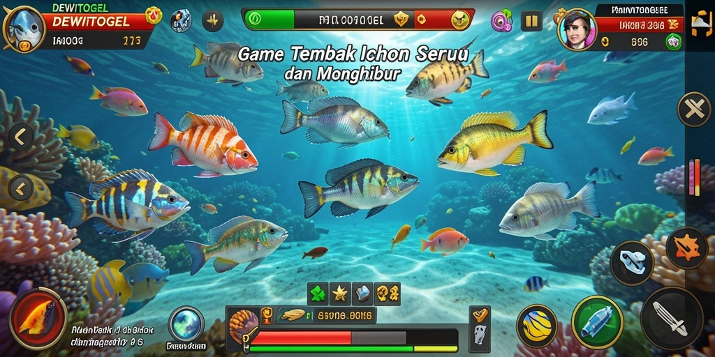Tampilan gameplay DEWITOGEL dengan aksi menembak ikan.