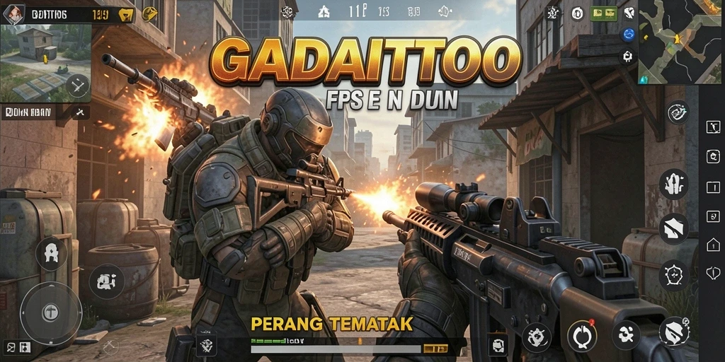 Screenshot menampilkan aksi mendebarkan dalam gameplay FPS GADAITOTO.
