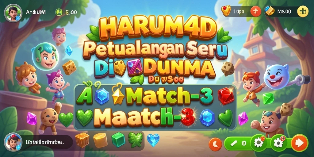 Screenshot menarik dari gameplay HARUM4D yang menampilkan aksi Match-3.