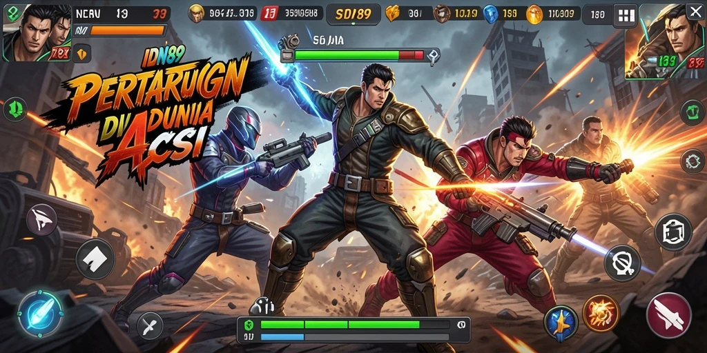 Tampilan gameplay mendebarkan dari IDN89 saat karakter beraksi.