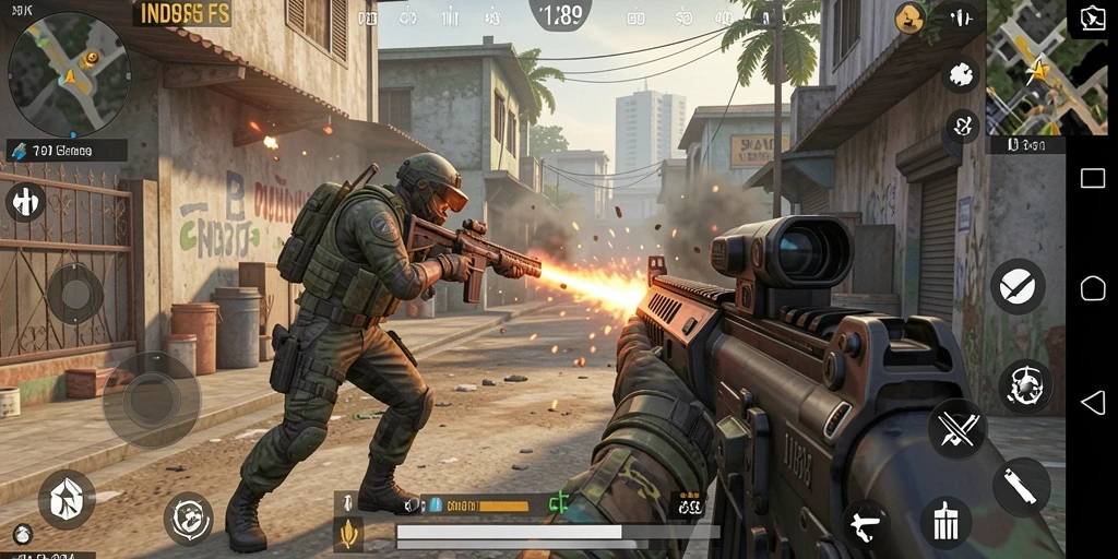 Screenshot IND89 menampilkan aksi gameplay FPS yang mendebarkan.