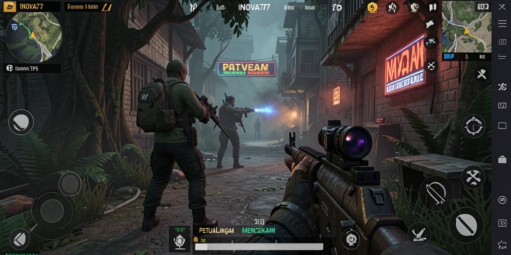 Tampilan penuh aksi dari gameplay INOVA77 yang seru.