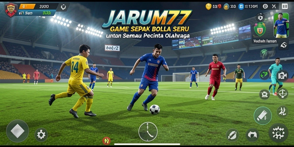 Tampilan gameplay JARUM77 yang mendebarkan di lapangan sepak bola.
