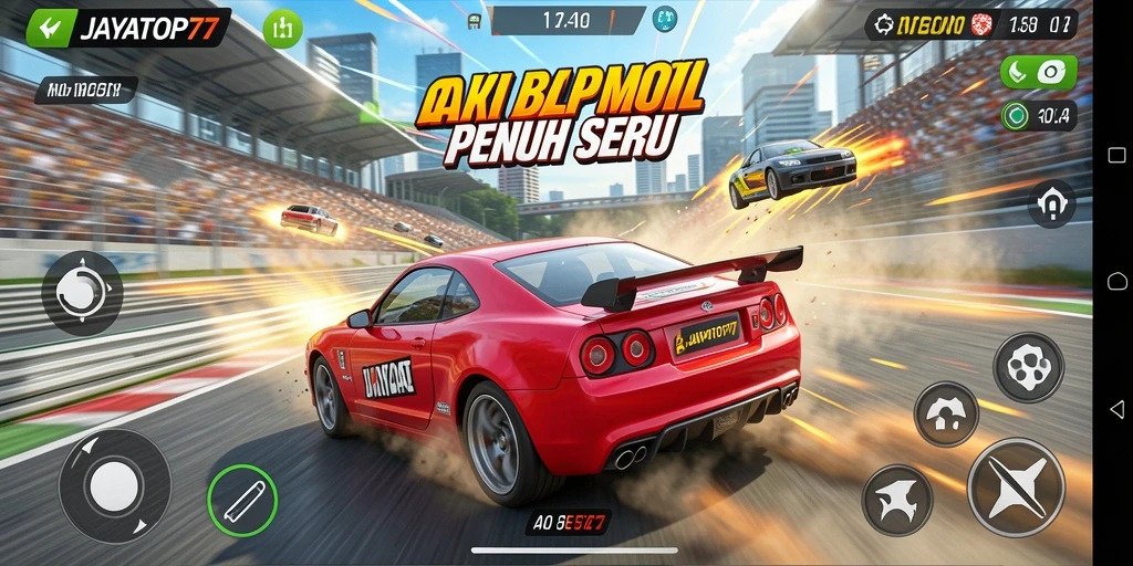 Gameplay mendebarkan dalam balapan mobil cepat.