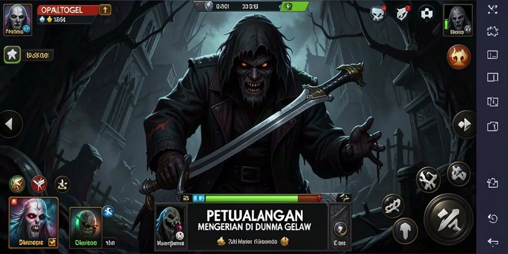 Screenshot menunjukkan aksi mendebarkan di dunia horor OPALTOGEL.