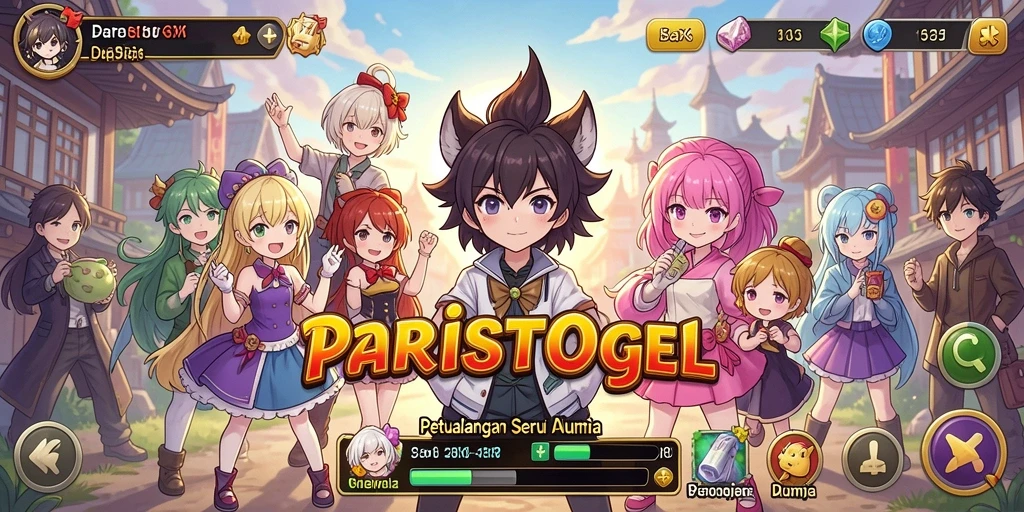 Tampilan gameplay PARISTOGEL dengan karakter Anime yang hidup.