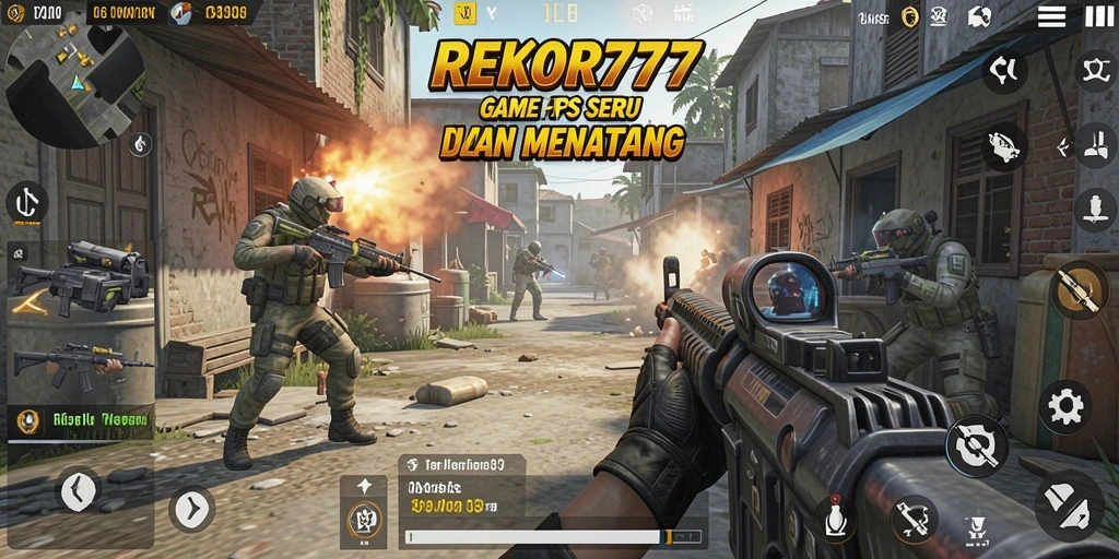 Tampilan seru dari gameplay FPS di REKOR777.