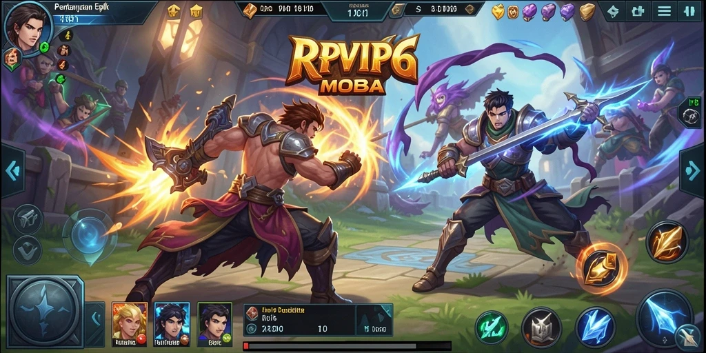 Screenshot RPVIP6 menampilkan aksi seru dalam pertarungan MOBA.