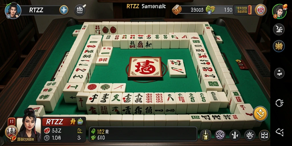 Screenshot menampilkan gameplay menantang dari RTZZ Mahjong.