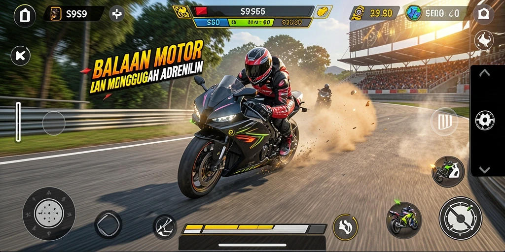 Tampilan gameplay S9S9 saat balapan motor dengan teman.
