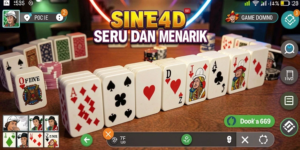 Screenshot menunjukkan gameplay seru dari SINTE4D dengan elemen Domino.