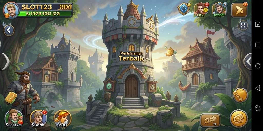 Tampilan layar utama SLOT123 dengan aksi pertahanan menara yang mendebarkan.